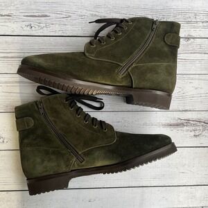 Gravati Italy Olive Green Leather Suede Fur Lined Luxury Boots 10 M